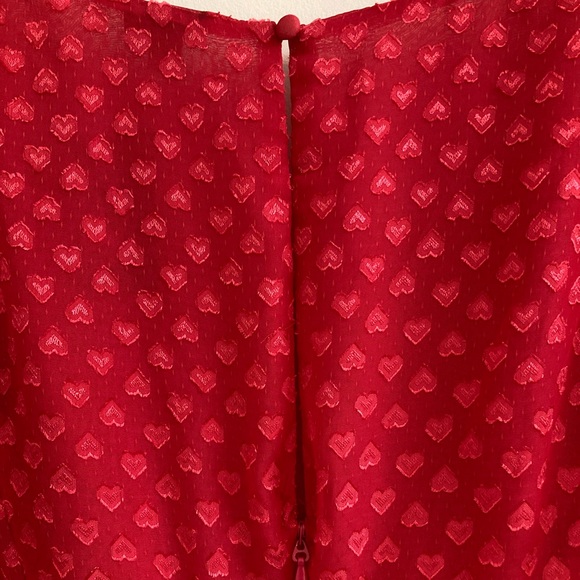 TORRID Peplum Long Sleeve Heart Chiffon Blouse Sz 0, L, 12 Magenta Sheer NWT - Picture 9 of 11